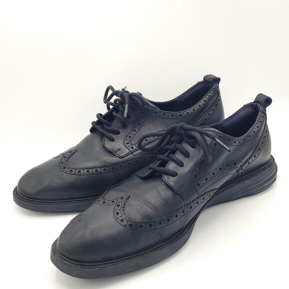 Cole Haan grand evolution Black Oxfords Wingtip Brogue men's size 10 - Picture 4 of 8